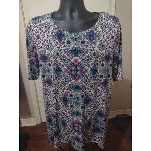 NWT EAST 5TH WOMENS LARGE L STRETCH BUTTON UP FLORAL BLOUSE - NEW WITH TAGS